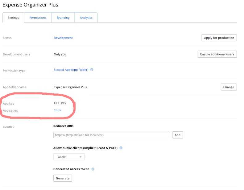 Dropbox Embed Configuration App Key